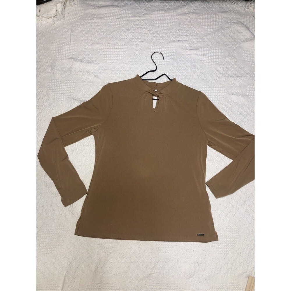 Calvin Klein Top Womens Small  Long Sleeve Blouse Keyhole Button